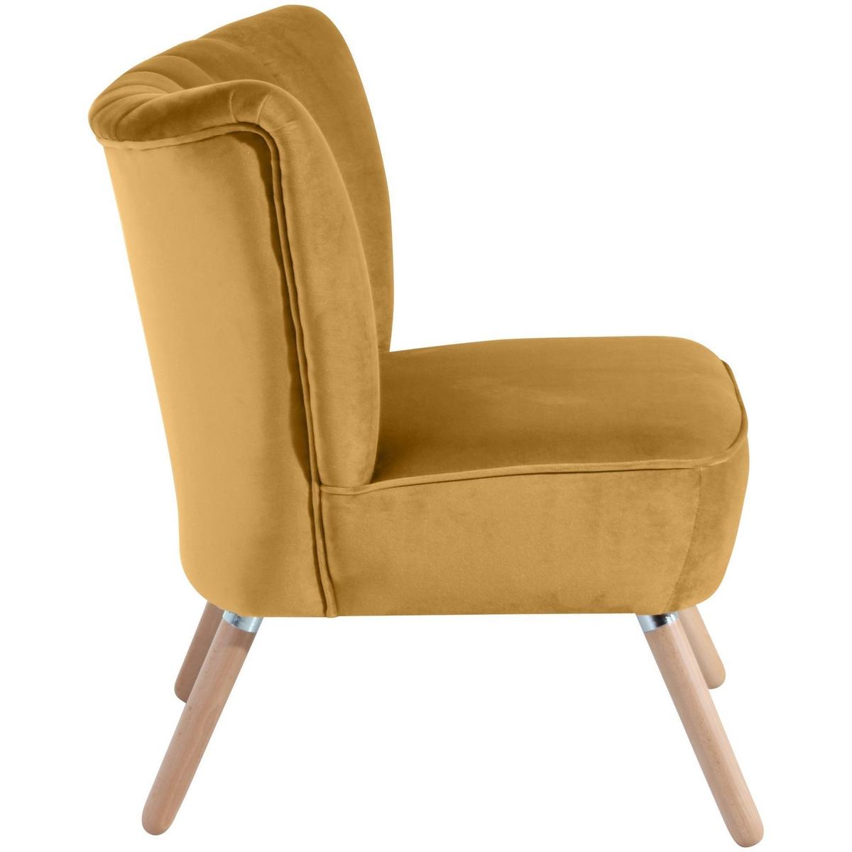 SESSEL Kadisha Bezug Samtvelours Buche natur / mais - Currygelb/Buchefarben, Kunststoff (70/80/66cm) - 58aufmkessel