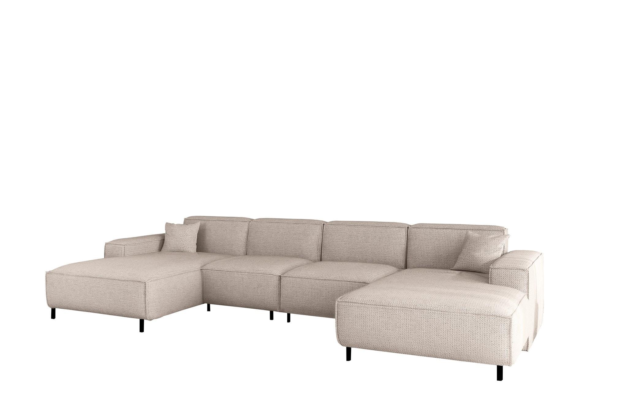 WOHNLANDSCHAFT Gloria In Artico - Creme, Holzwerkstoff/Textil (378/73/165cm) - Fun Möbel