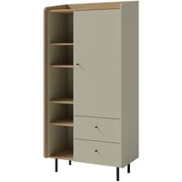 BÜCHERREGAL Alex mit 1 Tür und 2 Schubladen, Eukalyptus - Eukalyptusholzfarben/Schwarz, Holzwerkstoff (80/170/42cm) - Beautysofa