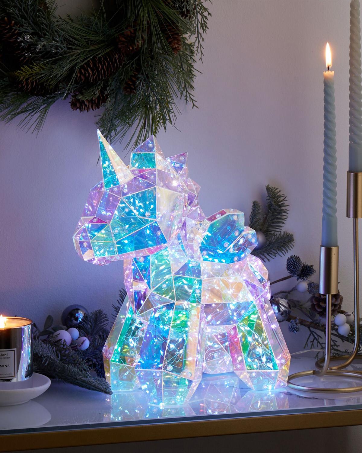 LED-DEKORATION Einhorn Bunt Fornax - Multicolor, Kunststoff (17/17/35cm) - Beliani