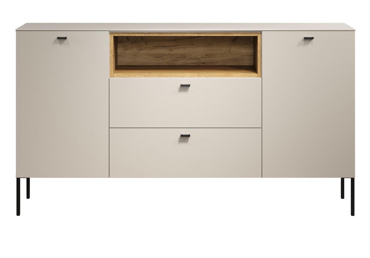 SIDEBOARD Sand, Evoke Eiche 154 cm, Kommode mit Soft-Close - Sandfarben/Kaschmir, Holzwerkstoff/Metall (154/85/42cm) - Top.Furn