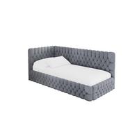 EINZELLBETT Jugendbett mit Bettkasten, Rechts - MULY 100x200 Grau - Blaugrau, Holzwerkstoff/Textil (100/200cm) - ALTDECOR