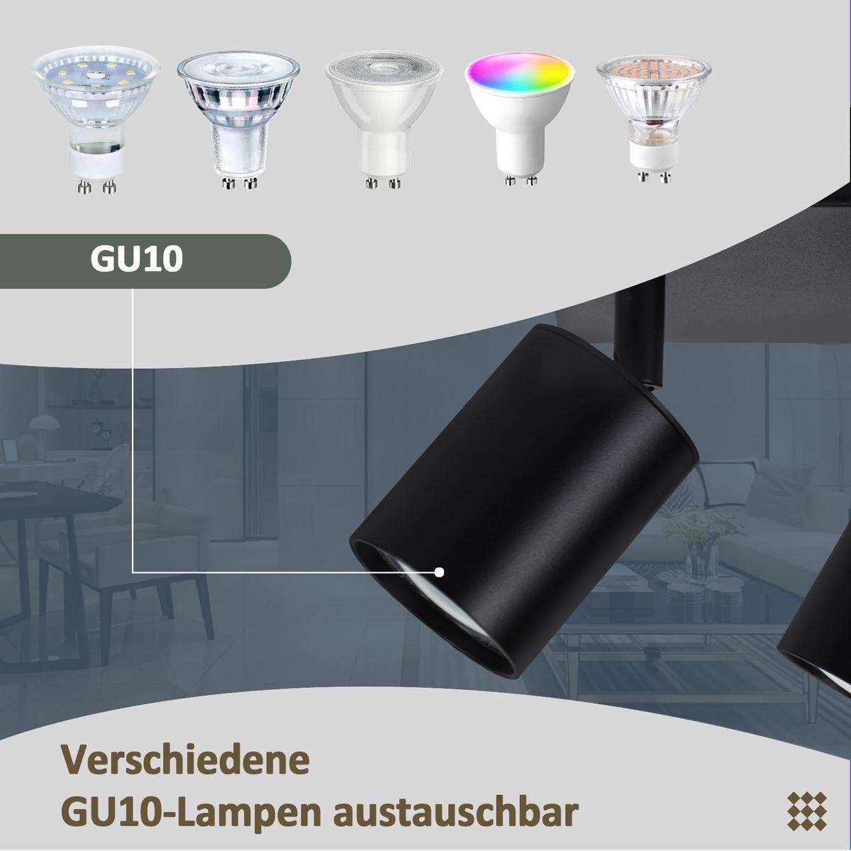 DECKENSTRAHLER Beeskow 2-flammig 15/15/14.4 cm - Schwarz, Metall (15/15/14.4cm) - Nettlife