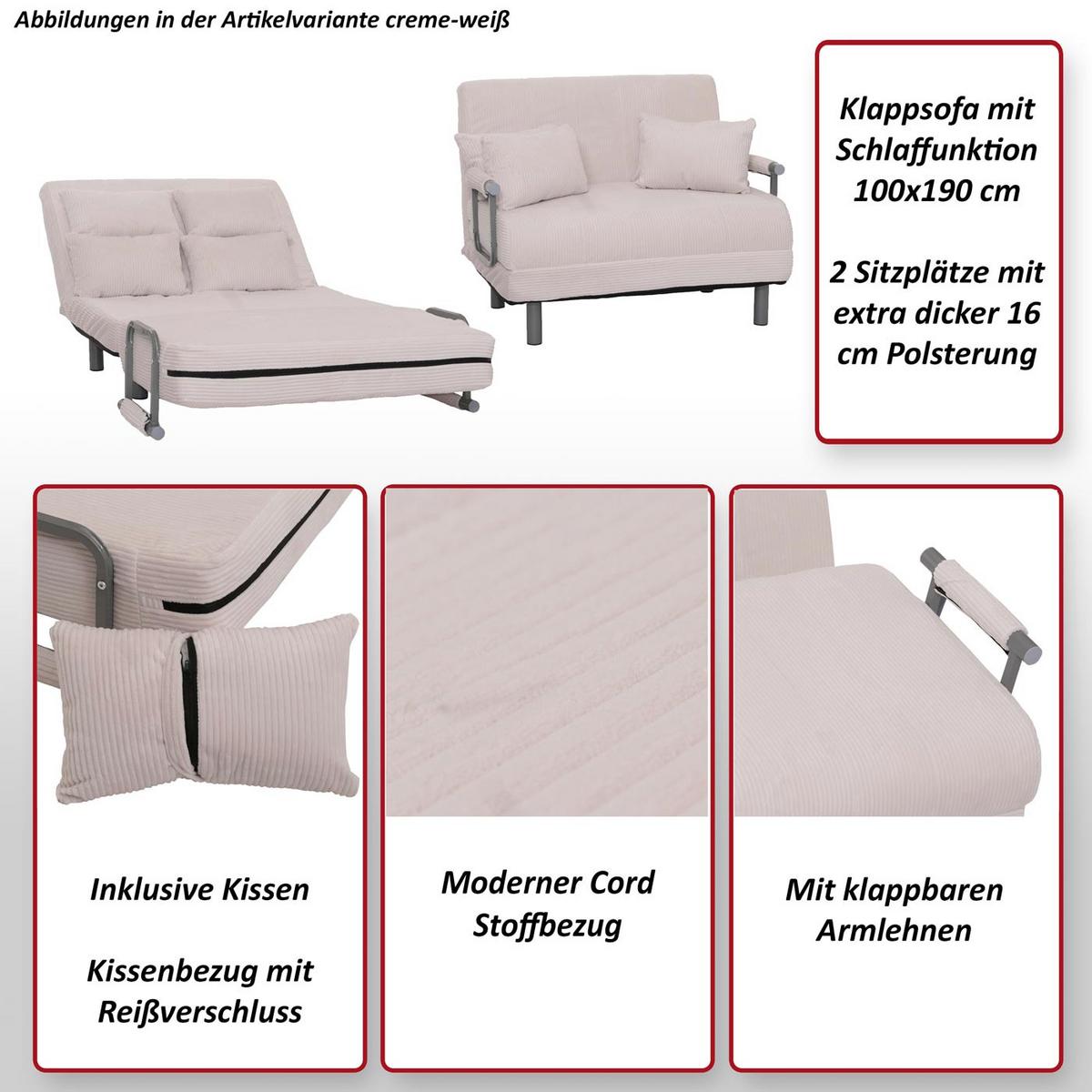 SCHLAFSESSEL Hellgrau - Hellgrau, Textil (105/80/190cm) - MCW