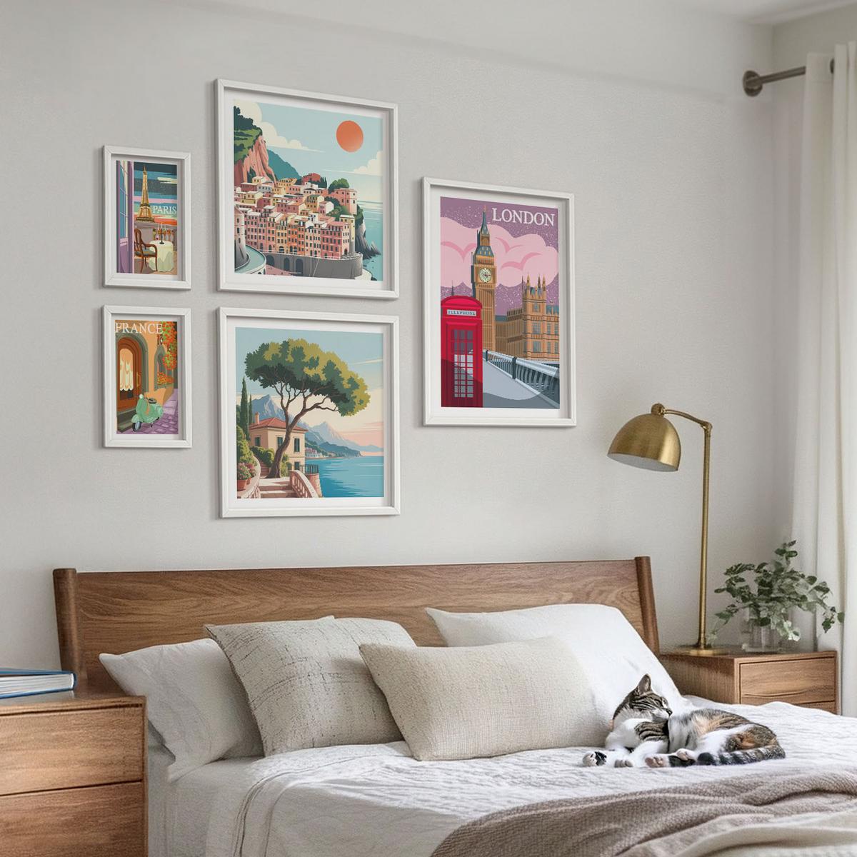 BILDER SET 5er Set - 50x50 cm & 20x30 cm & 40x60 cm Weißer Rahmen - Obstposter Zitronen Orangen - Weiß, Kunststoff (40/60cm) - TULUP