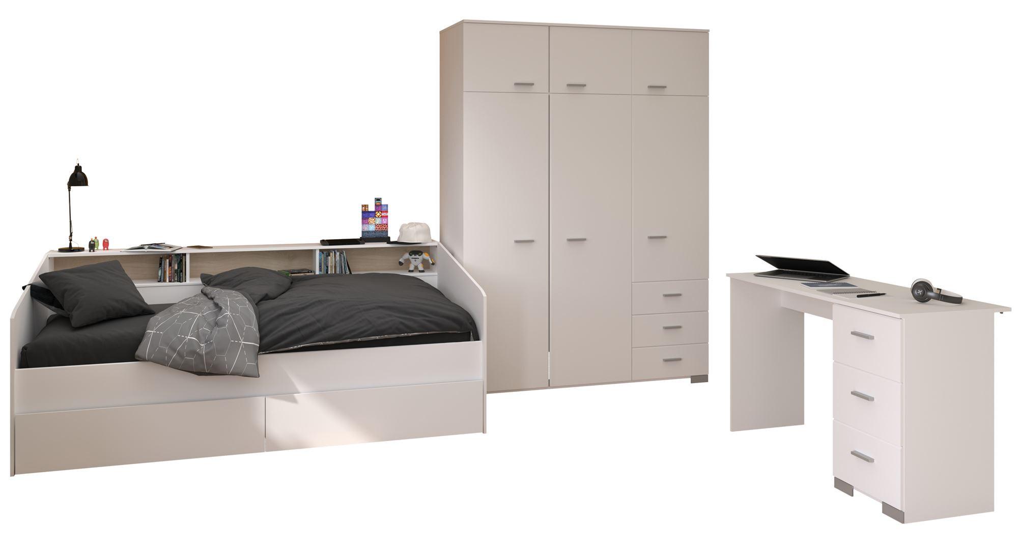 KINDERZIMMER SET Parisot Sleep 4-tlg. Holzdekor Weiß/Eiche - Eichefarben/Weiß, Kunststoff (100/1/200cm) - 58aufmkessel