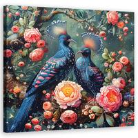 WANDBILD vögel blumen tiere - Multicolor, Textil (30/30cm) - Feeby