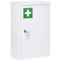 MEDIZINSCHRANK, Apothekerschrank mit 3 Fächern, 2 Schlüsseln Abschließbar, Stahl - Weiß, Metall (14/46/30cm) - Kleankin