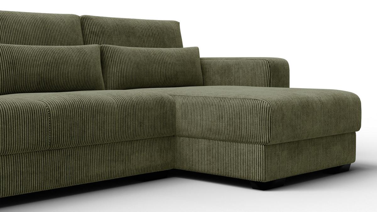 ECKSOFA OLI 4-Sitzer rechts, olivgrün - Olivgrün, Holz/Textil (295/172cm) - Wozimo