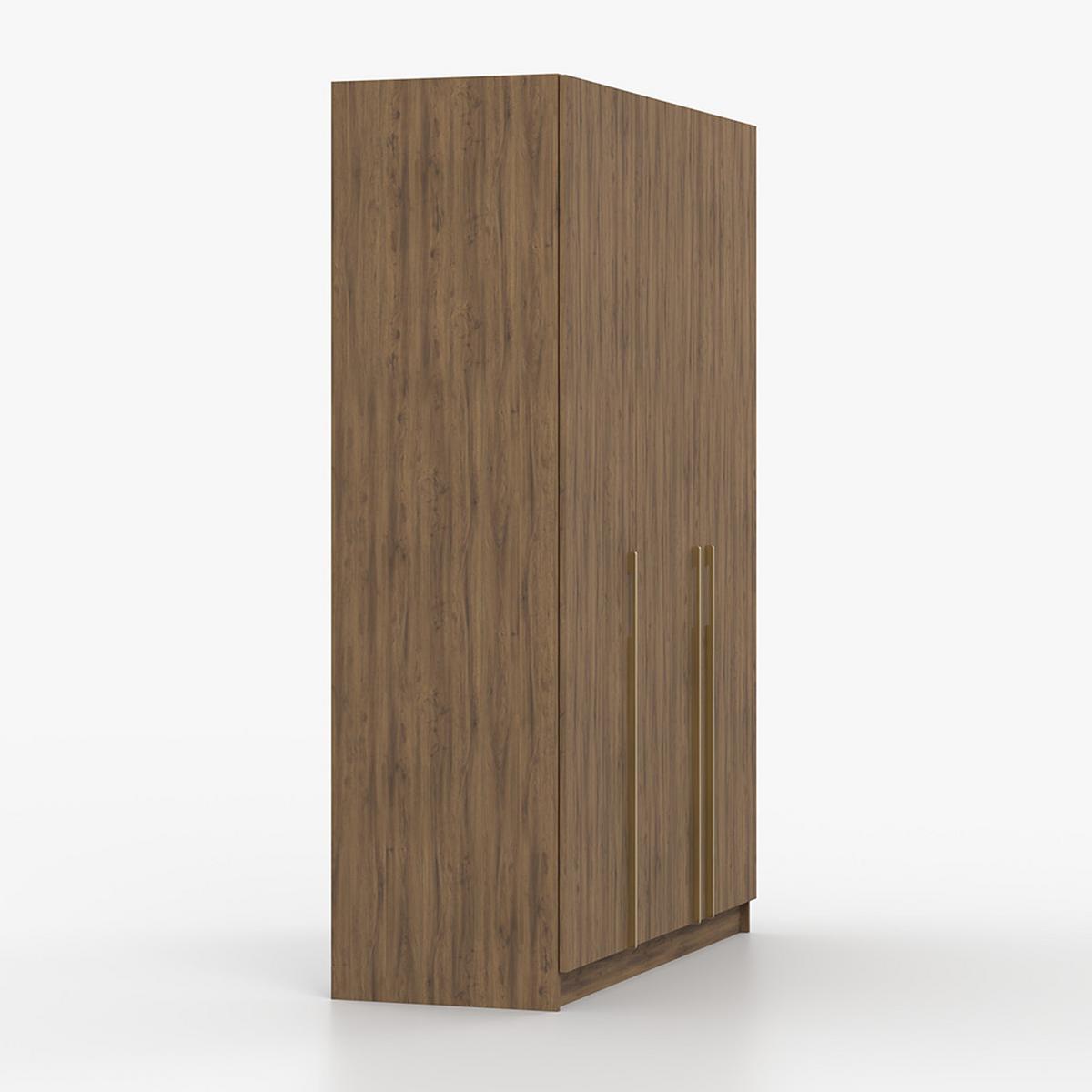 DREHTÜRENSCHRANK ROSA III 3D 150/210/55, 3-türig, Nussbaum - Goldfarben/Nussbaumfarben, Holzwerkstoff (150/210/55cm) - imoebel24