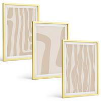 BILDER SET 3er Set - 40x60 cm Goldrahmen - Abstrakte Boho-Muster - Goldfarben, Kunststoff (40/60cm) - TULUP
