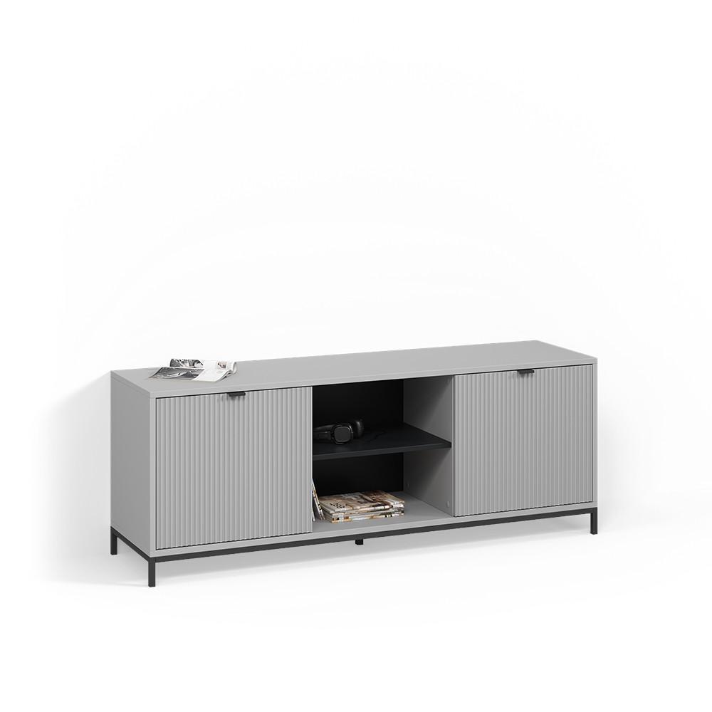 LOWBOARD Aterno Grau 150 x 60 cm mit 2 Türen - Grau, Holzwerkstoff (150/60/40.1cm) - Livinity®