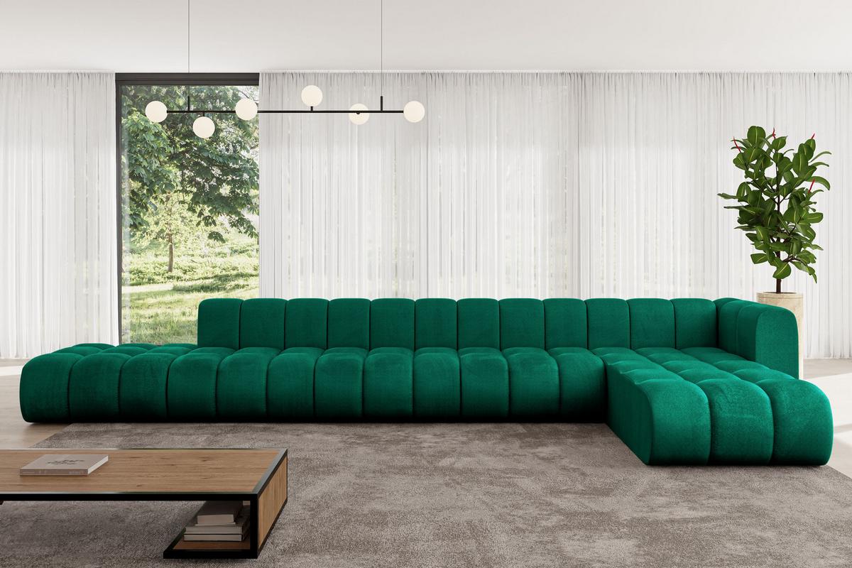 ECKSOFA modulares Sofa Zuvon-L3 - 478x177x70 cm Grün - Dunkelgrün, Holzwerkstoff/Textil (478/177cm) - ALTDECOR