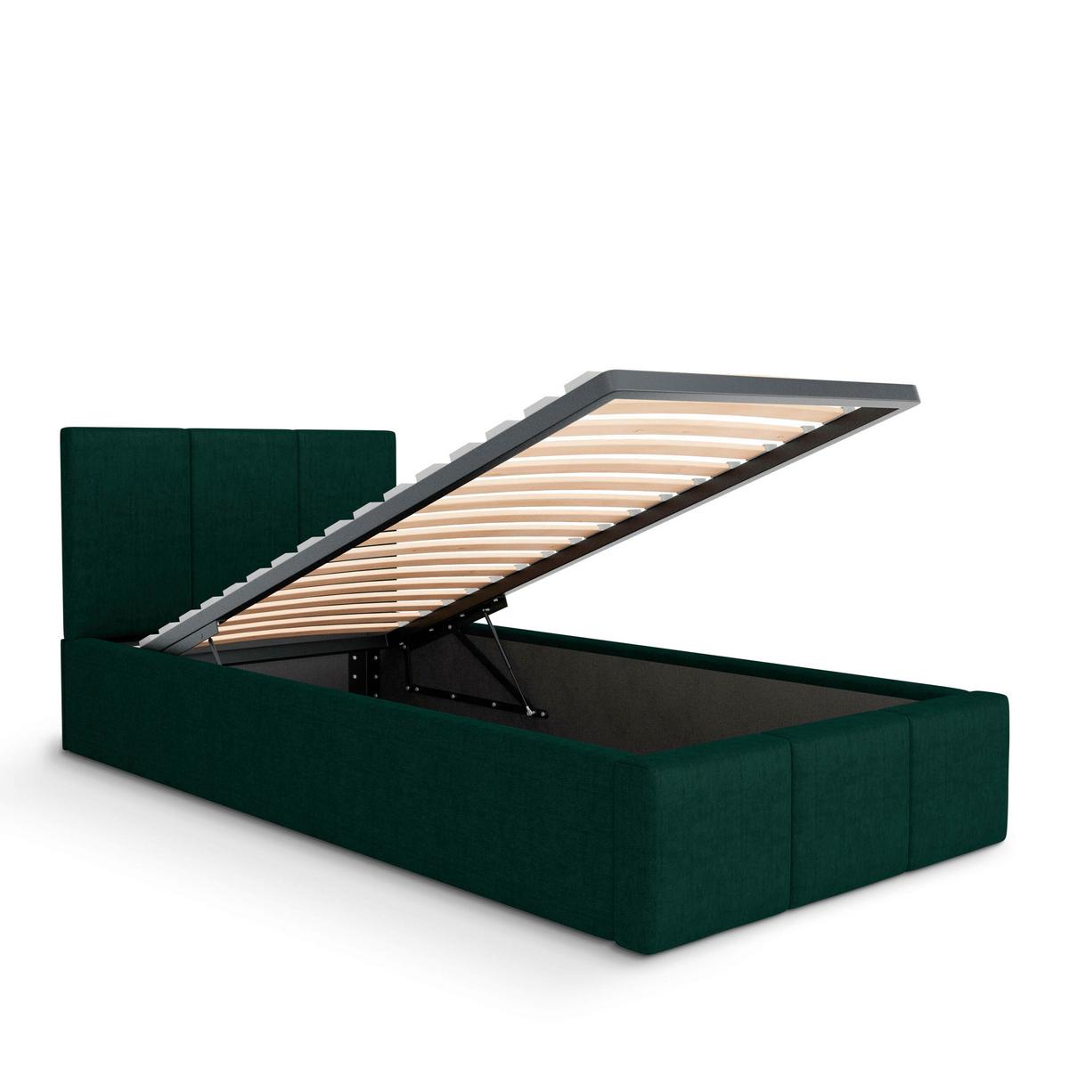 POLSTERBETT für Schlafzimmer Bett mit Stauraum Flaschengrün 90x200 - Dunkelgrün, Holzwerkstoff/Metall (90/200cm) - Muralo