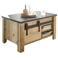 COUCHTISCH Used Wood hell, anthrazit, Beistelltisch mit Stauraum - Anthrazit/Schwarz, Holzwerkstoff/Metall (93/60/51cm) - Furn.Design
