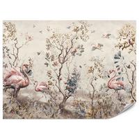 FOTOTAPETE für Wohnzimmer Wunderschöne Flamingos Natur Schmetterlinge 100x70 - Multicolor, Papier (100/70cm) - Muralo