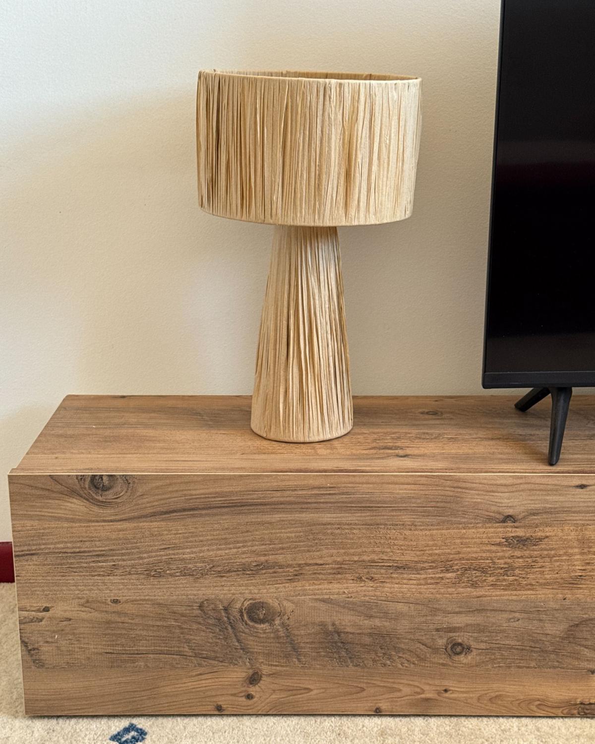 TISCHLEUCHTE Naturfarben Welmel - Naturfarben, Naturmaterialen (25/25/41cm) - Beliani