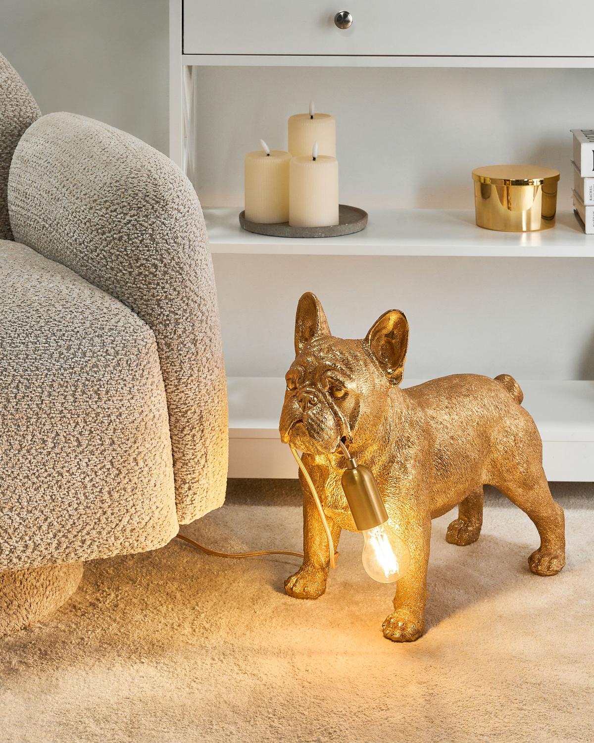 TISCHLAMPE Hund Gold Baxter - Messingfarben/Goldfarben, Kunststoff (47/24/43cm) - Beliani