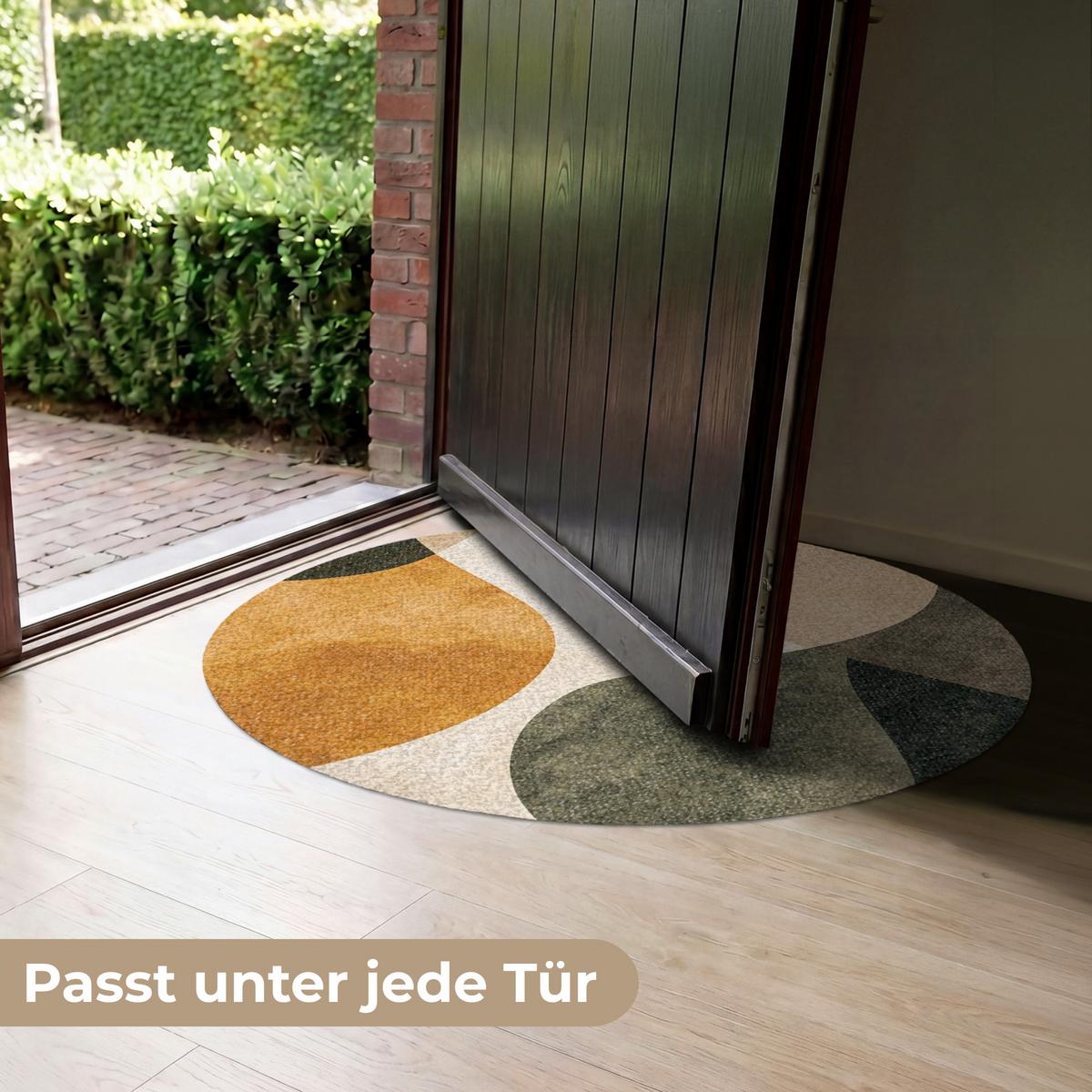 FUSSMATTE Formen - Ockergelb - Abstrakt Flurteppich 90x90 cm - Multicolor, Kunststoff (90/0.4cm) - MuchoWow