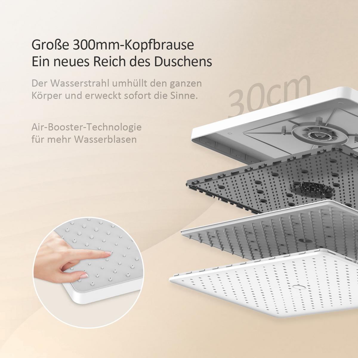 ÜBERKOPFBRAUSESET mit Thermostat höhenverstellbar Weiß 112,7/46 cm - Weiß, Metall (36/118/48.7cm) - EMKE