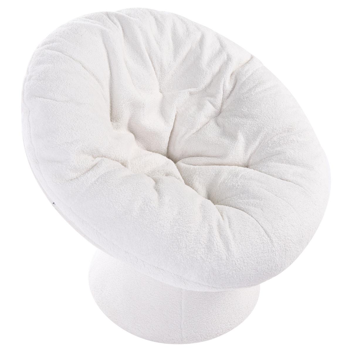 DREHSESSEL Bouclé Cremeweiß Ringsted - Weiß, Textil (102/85/90cm) - Beliani