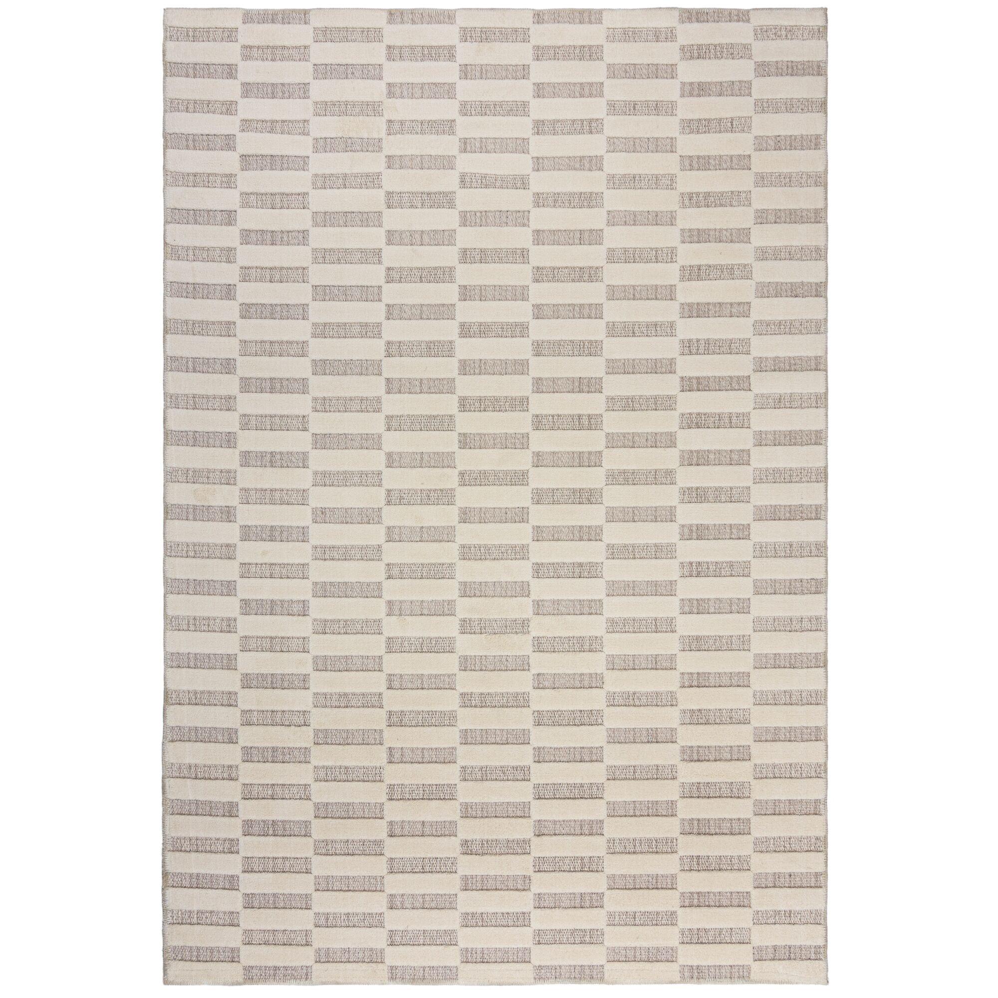 TEPPICH Waschbar RIDGE, mit Schachbrettmuster, Beige, 194 x 290 cm - Beige, Textil (290/194cm) - KADIMA DESIGN