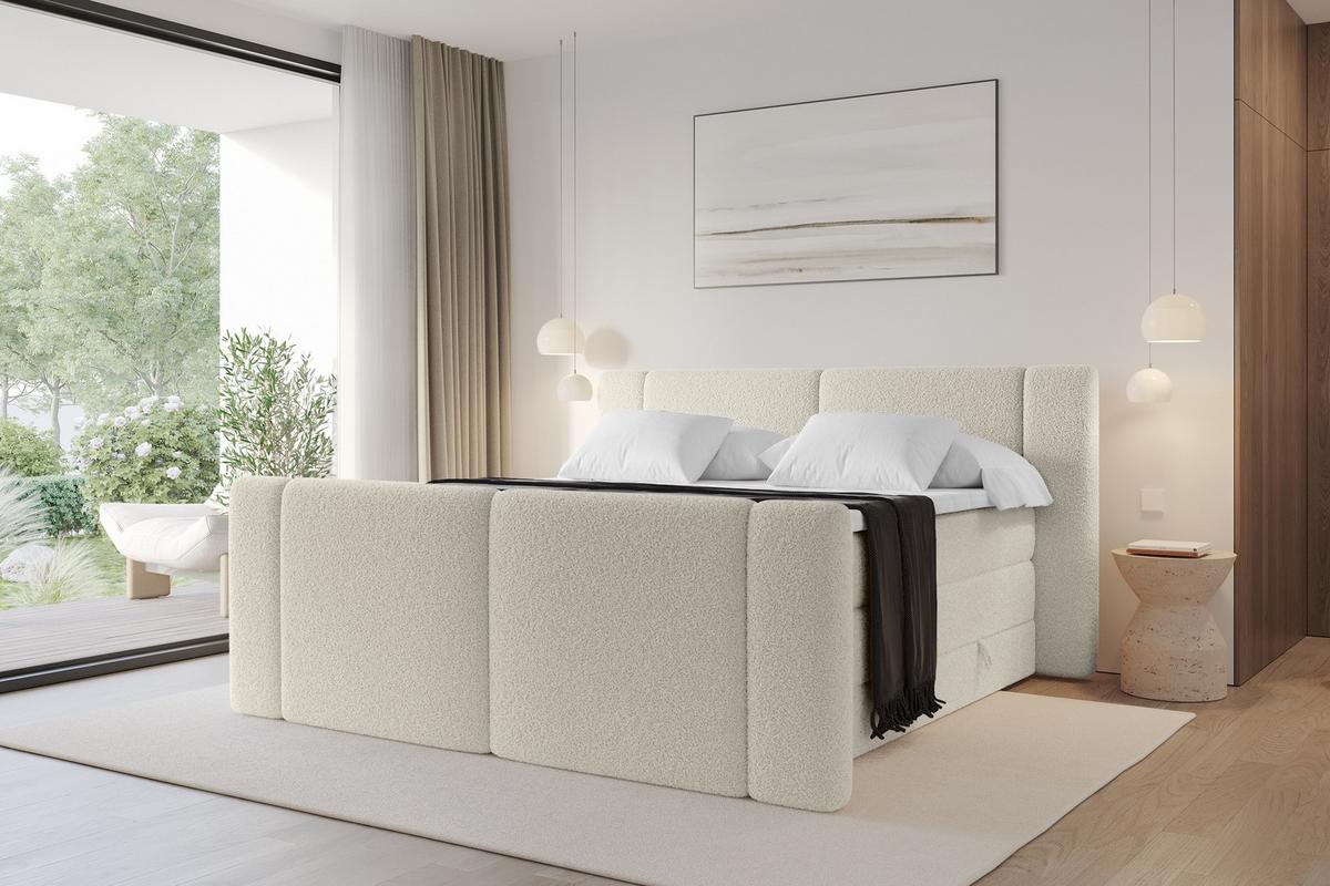 BOXSPRINGBETT mit Matratze H3/H4 - EVON KING Zanozek - 180x200 cm Beige - Kaschmir, Holzwerkstoff (180/200cm) - ALTDECOR