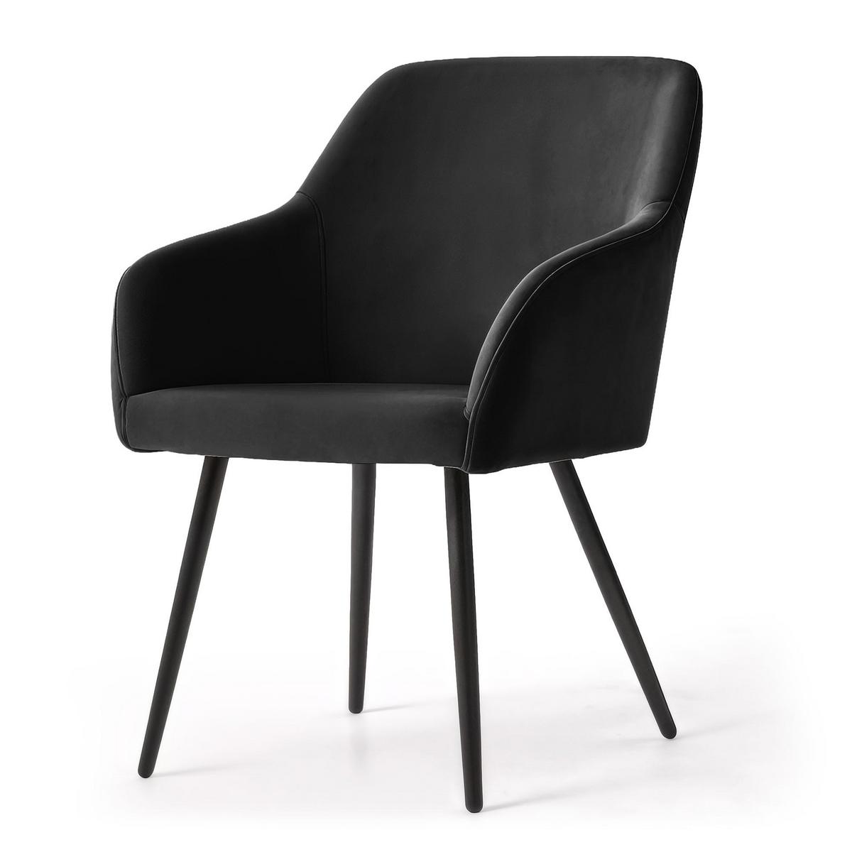 POLSTERSTUHL 6er Set, Metallbeine Schwarz 54,5/83/58 - Schwarz, Textil (55/83/51cm) - RAUMHIRSCH FURNITURE