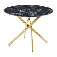 ESSTISCH BELLAGIO mit goldenem Gestell - Goldfarben/Schwarz, Holzwerkstoff (100/100/75cm) - Lookway