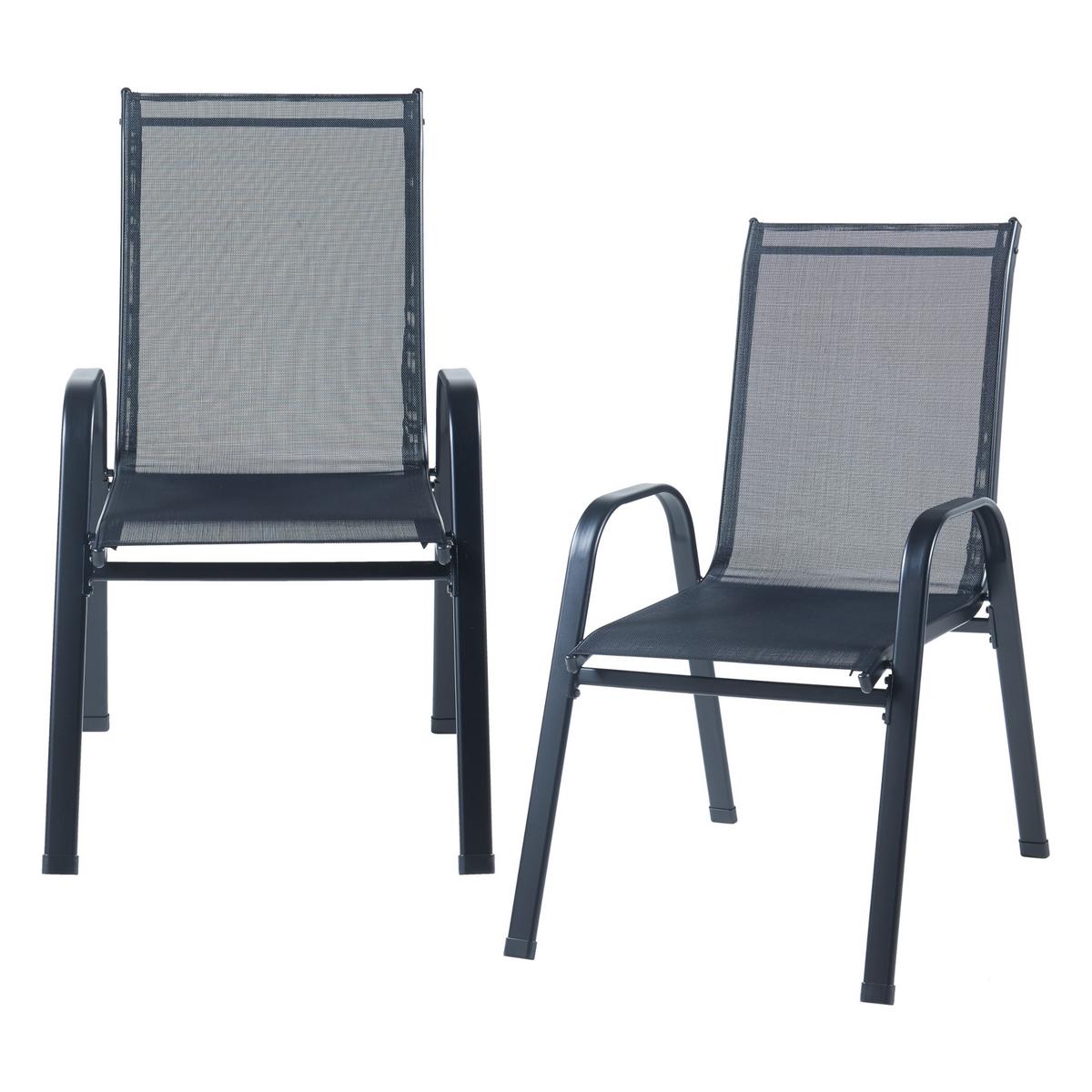 GARTENMÖBEL-SET 7 TLG. Aradeo - Schwarz, Textil/Metall - casa.pro