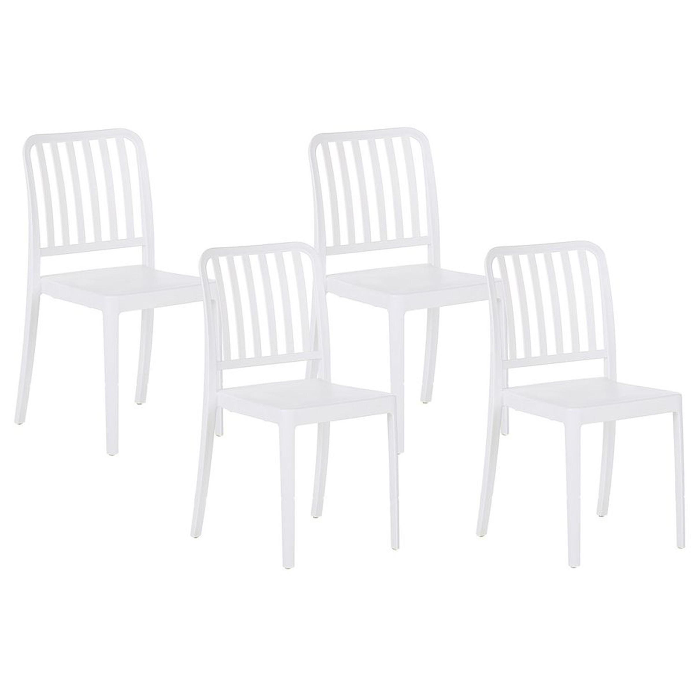 GARTENSTUHL 4er-Set Kunststoff weiß Sersale - Weiß, Kunststoff (42/82/47cm) - Beliani