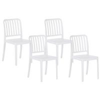 GARTENSTUHL 4er-Set Kunststoff weiß Sersale - Weiß, Kunststoff (42/82/47cm) - Beliani
