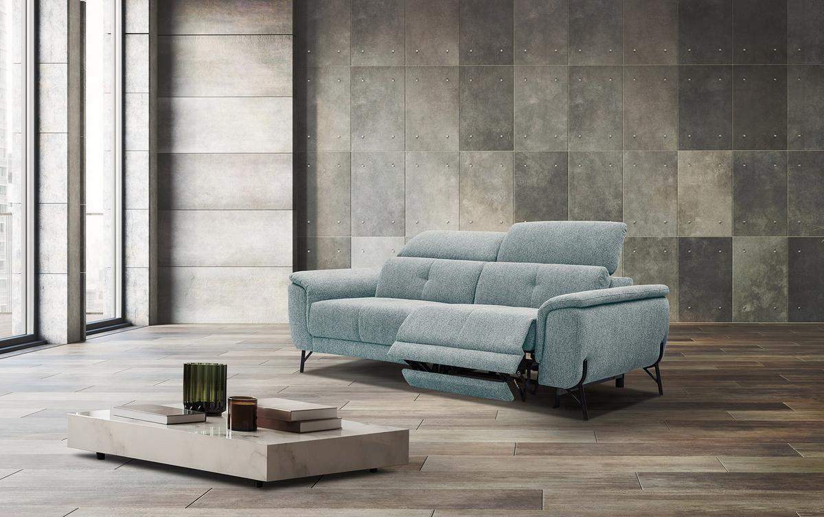 SOFA AVENA 3-Sitzer mit 1 Relaxfunktion, mintgrün - Mintgrün, Holzwerkstoff/Textil (204/80/108cm) - Wozimo