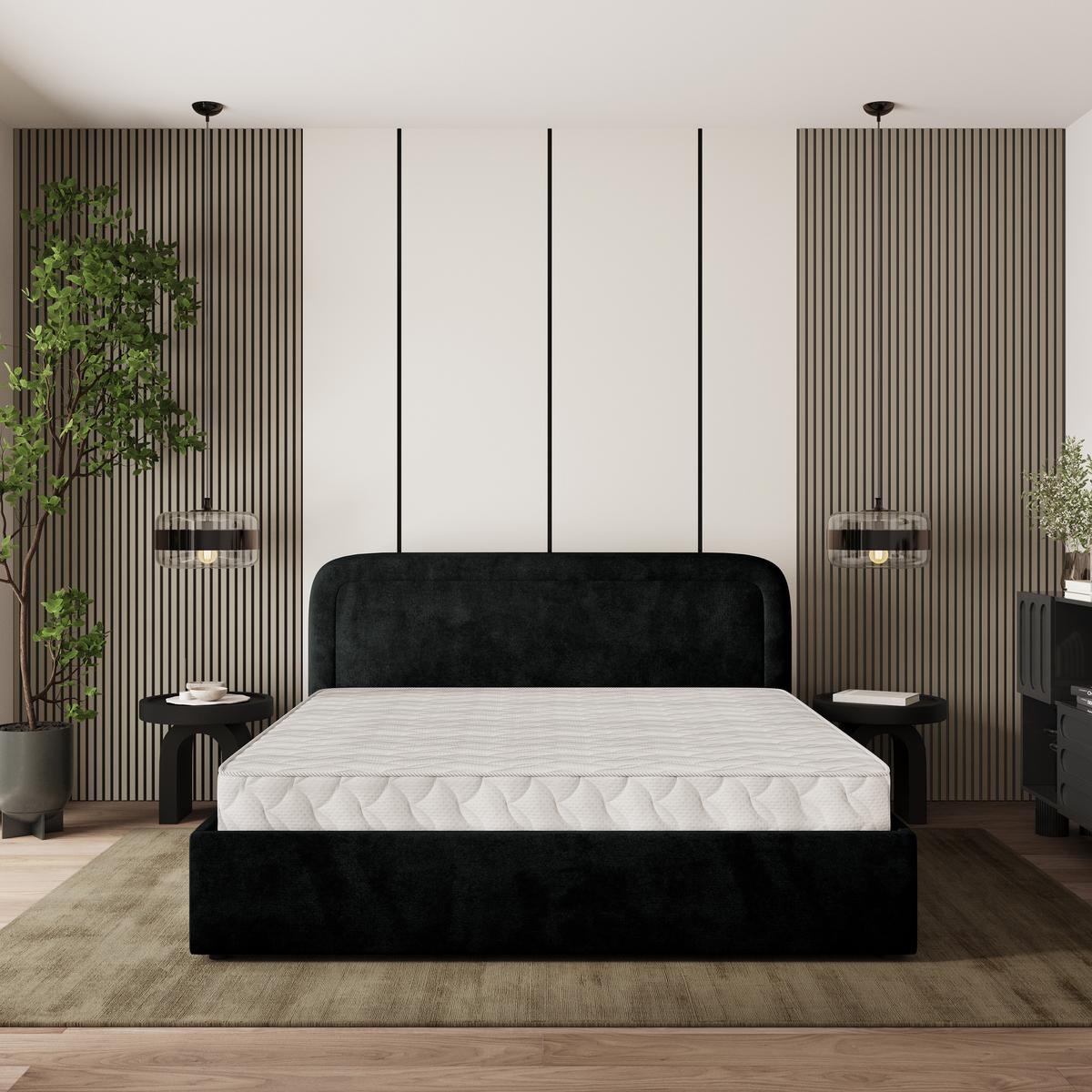 POLSTERBETT BENIRA K 120x200 cm mit Bettkästen - Schwarz - Schwarz, Holz/Textil - MASSENO