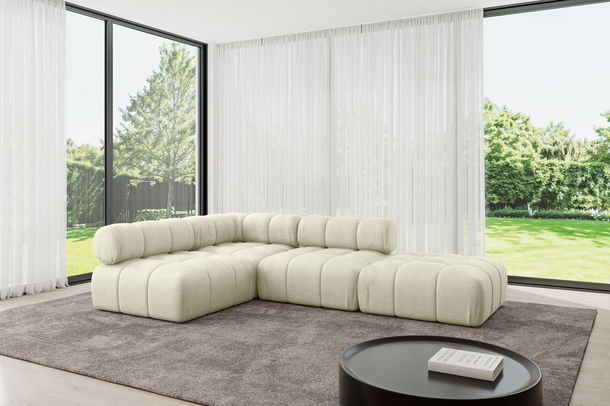 ECKSOFA modulares Sofa Favio-L1 - 285x190x70 cm Beige Velours - Beige, Holzwerkstoff/Textil (285/190cm) - ALTDECOR