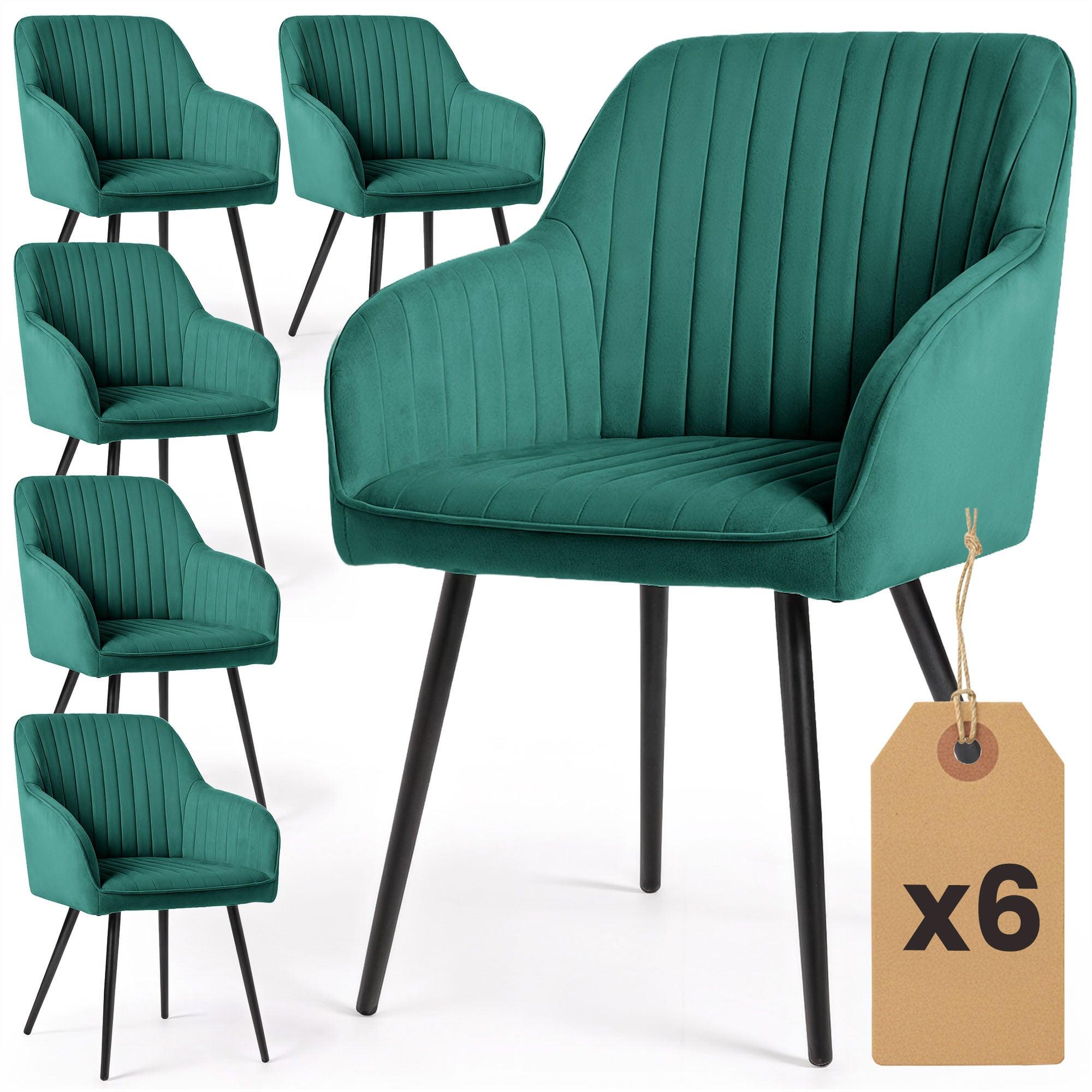 POLSTERSTUHL 6er Set, Metallbeine Grün, Schwarz 54,5/82/58 - Schwarz/Grün, Textil (55/82/52cm) - RAUMHIRSCH FURNITURE
