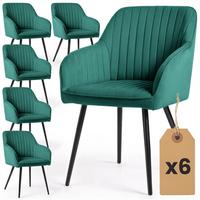 POLSTERSTUHL 6er Set, Metallbeine Grün, Schwarz 54,5/82/58 - Schwarz/Grün, Textil (55/82/52cm) - RAUMHIRSCH FURNITURE