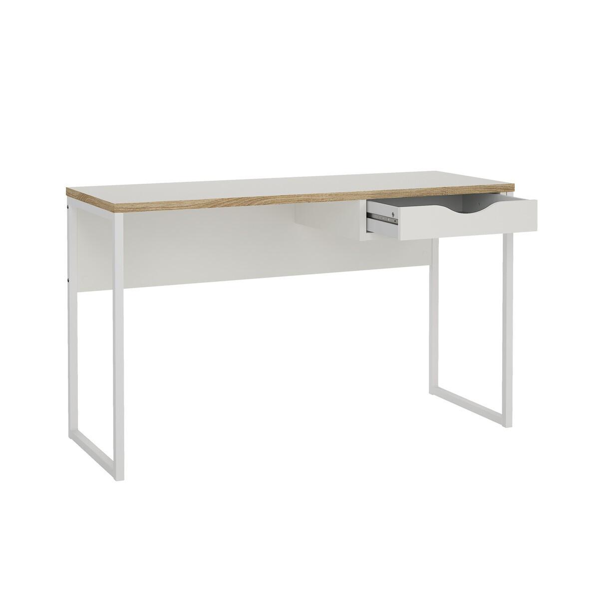 SCHREIBTISCH mit 1 Schublade und Metallgestell function 130/48,4/76,8 cm - Weiß, Holzwerkstoff (130/48.4/76.8cm) - Calicosy
