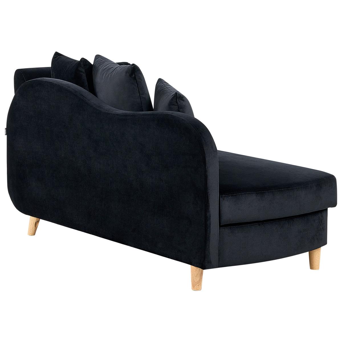 CHAISELONGUE-RECHTSSEITIGE mit Stauraum Samtstoff Schwarz Meri - Schwarz/Braun, Textil (155/76/69cm) - Beliani