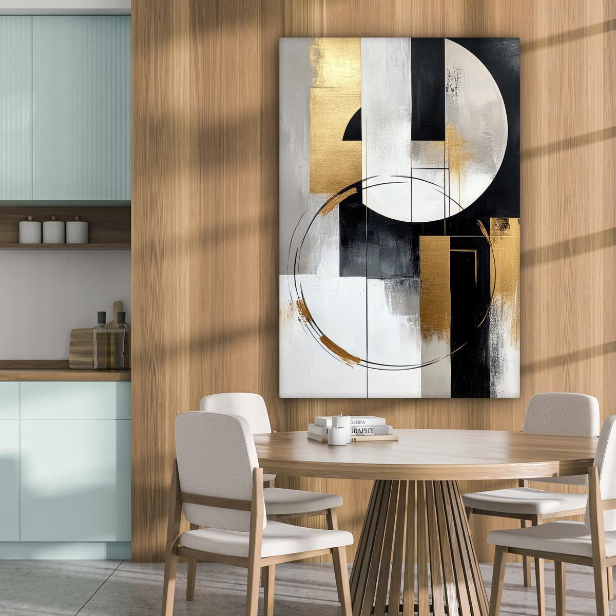 LEINWANDBILD Abstrakt - Gold - Silber - Formen - Ästhetik Deko XXL 80x120 cm - Multicolor, Textil (80/120cm) - MuchoWow