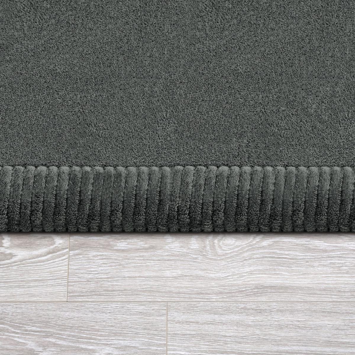 KURZFLORTEPPICH Waschbar, einfarbig, aus Polyester, Anthrazit, 100 x 200 cm - Anthrazit, Textil (200/100cm) - KADIMA DESIGN