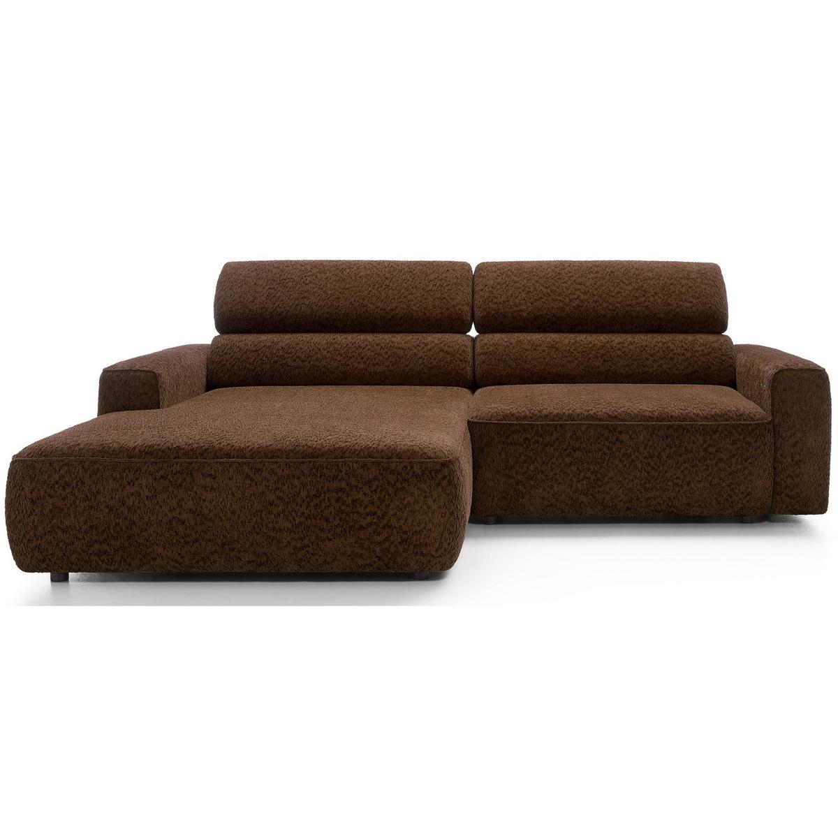 ECKSOFA Fando Braun Chenille - Schwarz/Braun, Kunststoff/Textil (252/182cm) - Selsey