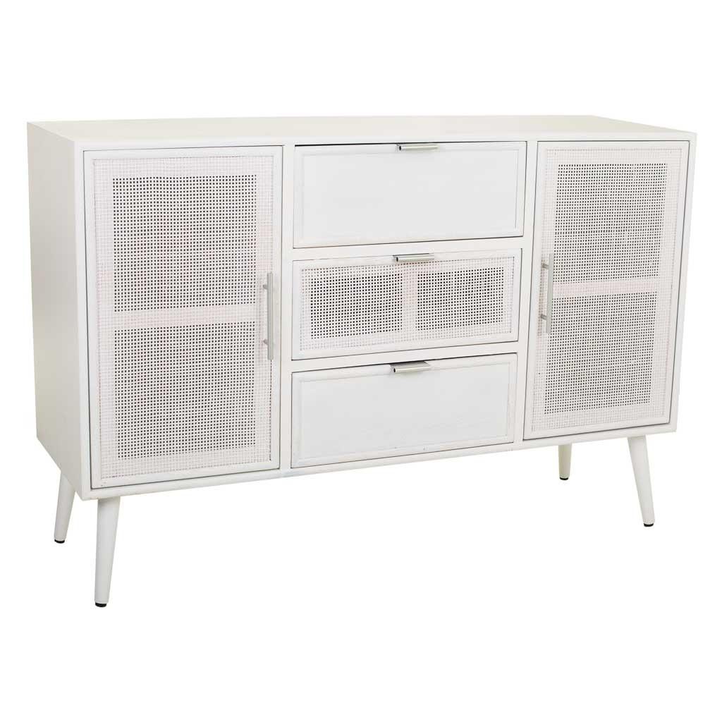 SIDEBOARD aus Holz und Gitter, Weißes, 120x41x81 - Weiß, Holz (120/81/40.5cm) - Wanderlust