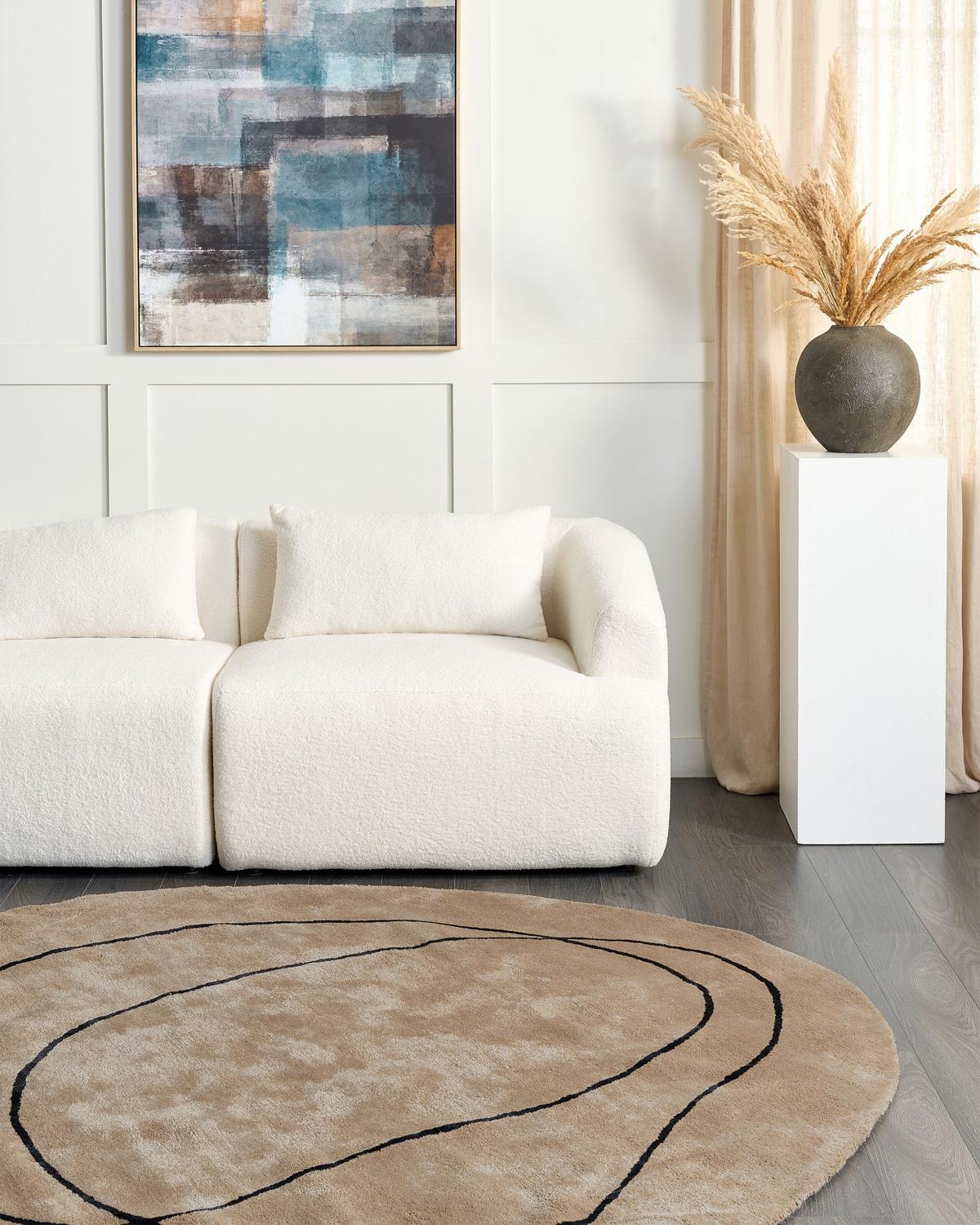 KURZFLOR-TEPPICH Beige 160/230 cm Digri - Beige/Schwarz, Textil (200/200cm) - Beliani