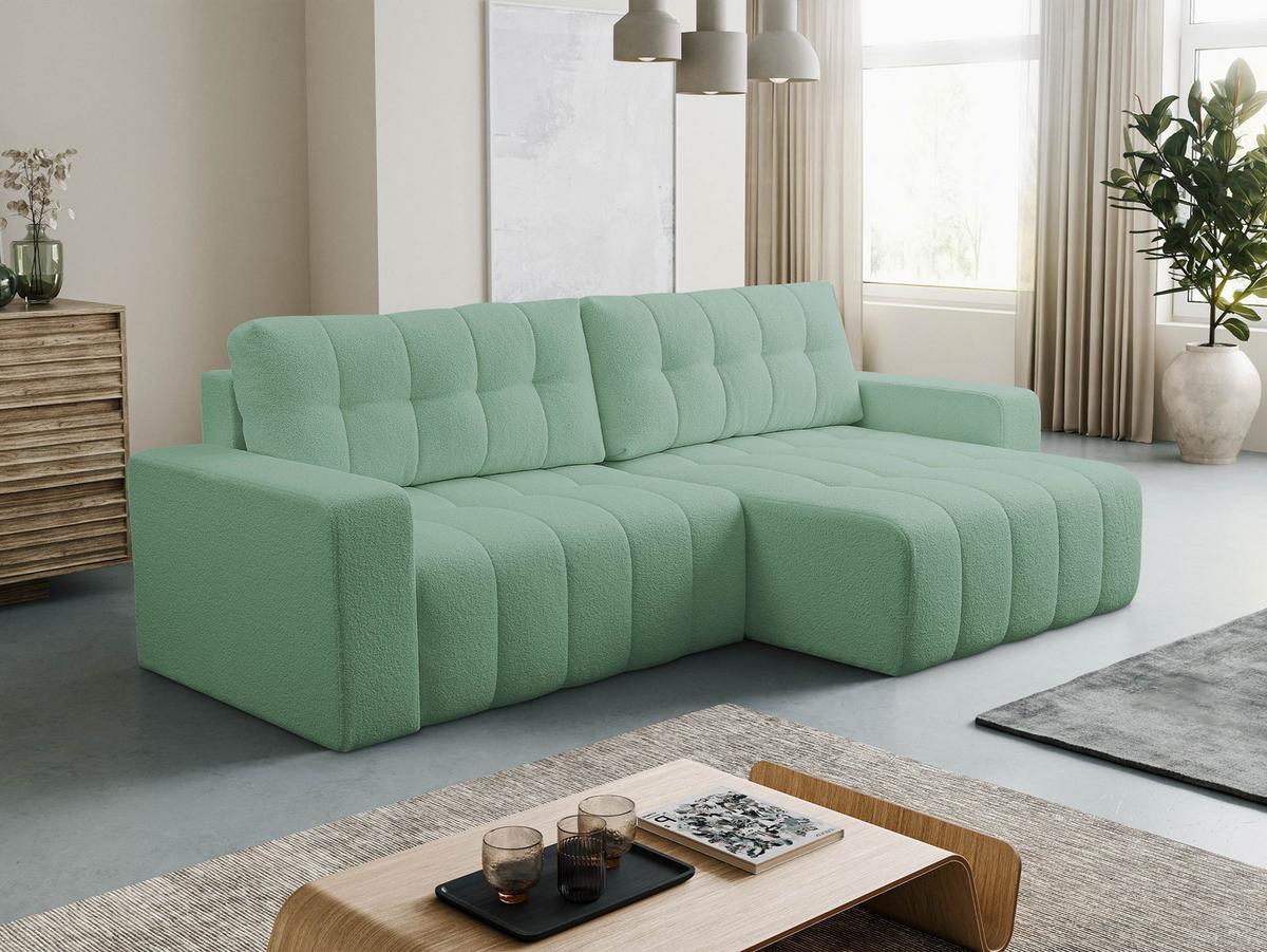 ECKSOFA Masone - Schwarz/Mintgrün, Holz/Kunststoff (245/143cm) - MIRJAN24