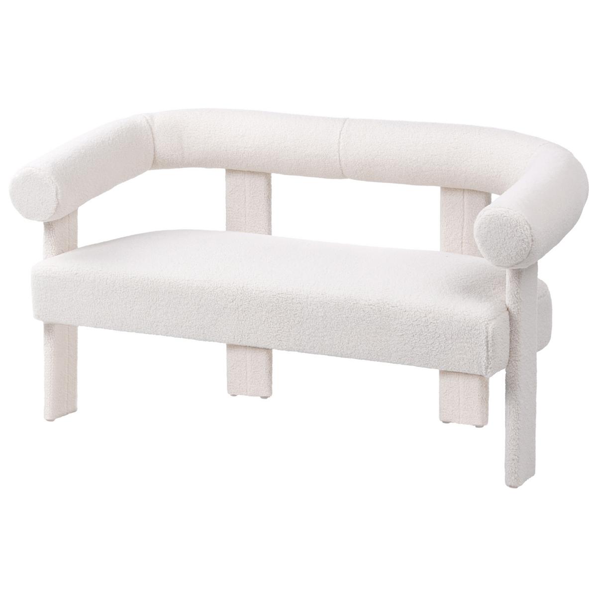 2-SITZER-SOFA Bouclé Cremeweiß Ilbro - Creme, Textil (138/76/68cm) - Beliani