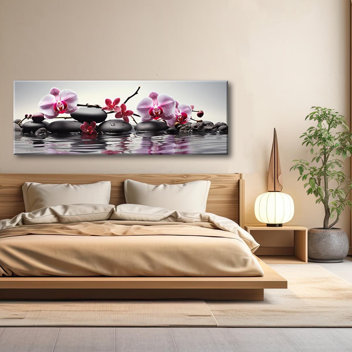 WANDBILD steine zen spa - Pink, Textil (90/30cm) - Feeby