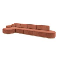 ECKSOFA Ottomane Links MARI-L3-v1 - 413x171x83 cm Koralle Velours - Koralle, Holzwerkstoff/Textil (413/171cm) - ALTDECOR