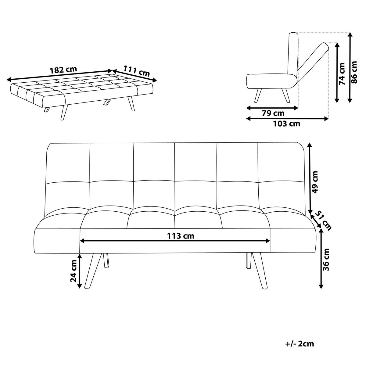 3-SITZER-SCHLAFSOFA Polsterbezug Beige Ingaro - Beige, Textil (182/79/79cm) - Beliani