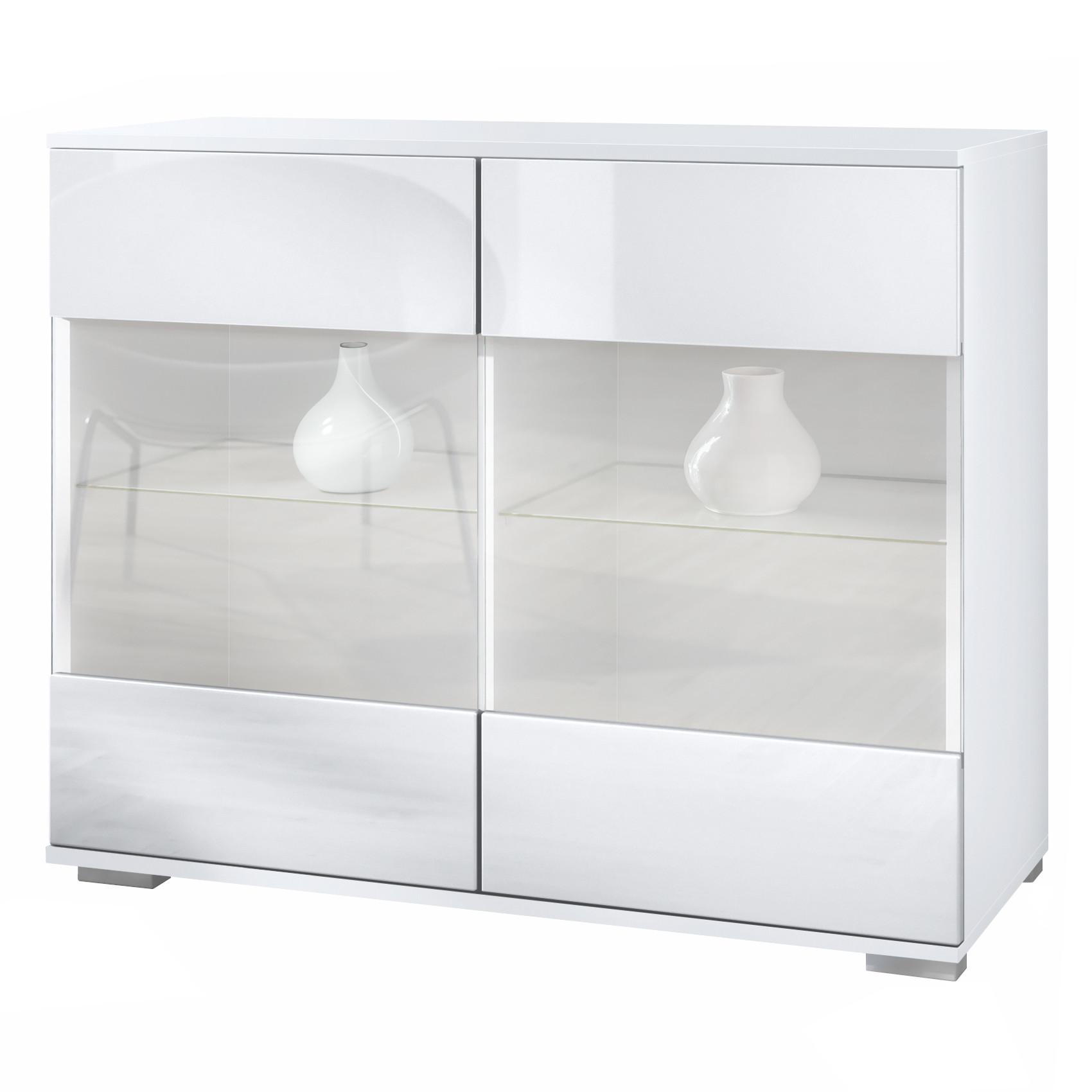 KOMMODE Bari Weiß Hochglanz - Weiß Hochglanz, Holzwerkstoff (92.5/75.5/35cm) - Vladon